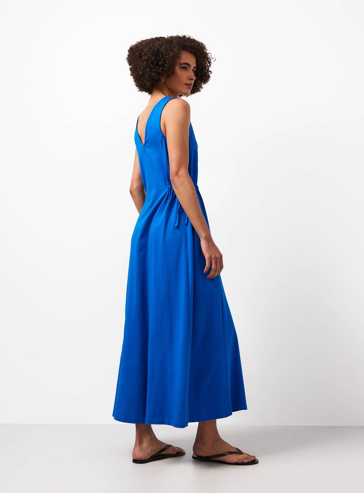 Bright Blue Jersey Tie Side Midaxi Dress 6 - Image 4